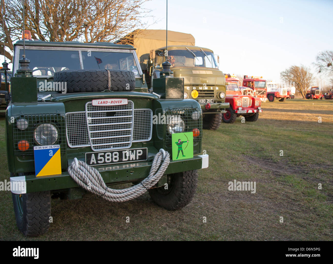 1984 Land Rover Defender auf Anzeige an der Riverside Dampf & Oldtimer Rallye 2013 in der Nähe von Southport Lancashire Stockfoto