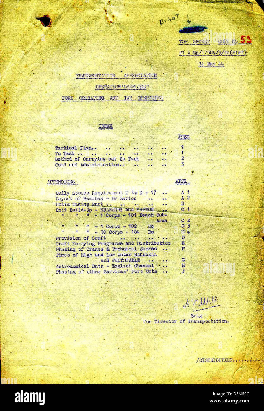 Die D-Day-Operation, bekannt als Operation Overlord, war ein kritischer Feldzug der Alliierten während des Zweiten Weltkriegs. Sie beinhaltete die Invasion der Normandie am 6. Juni 1944 und markierte einen entscheidenden Moment in der Niederlage Deutschlands. Stockfoto