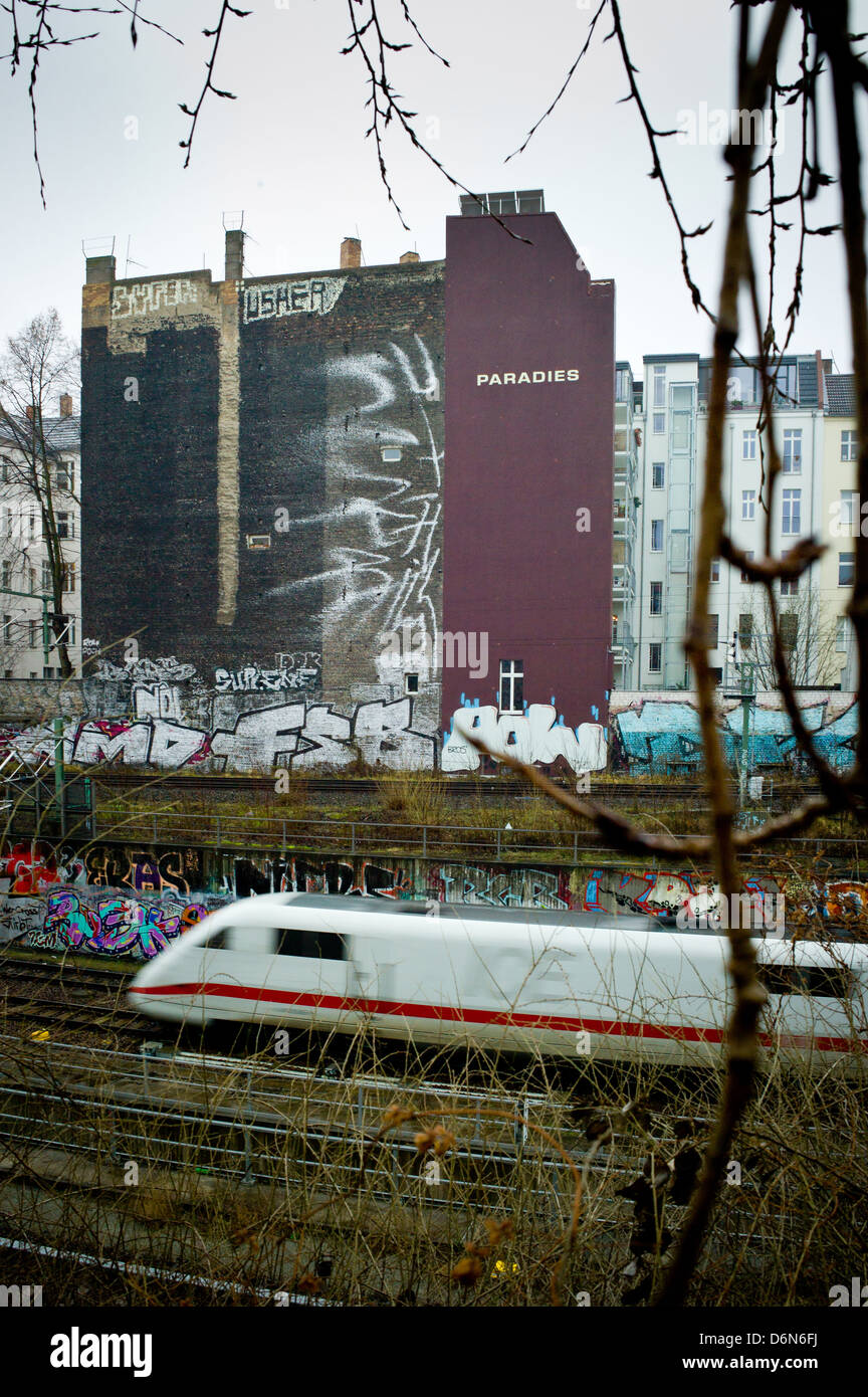 Berlin, Deutschland, die Route der fern- und s-Bahn an der Daenenstrase Stockfoto