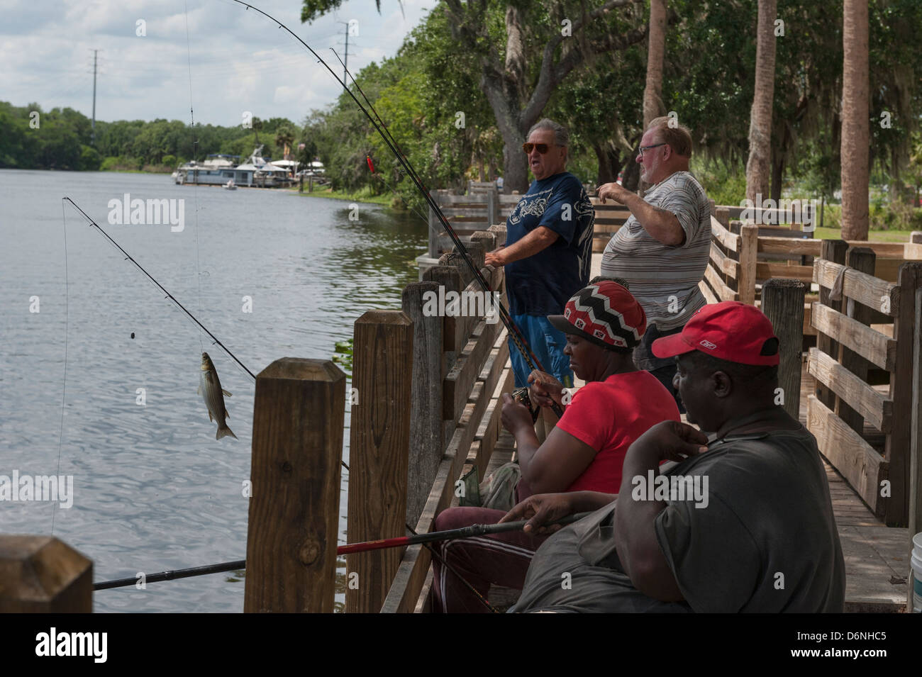 Angeln auf Meeräsche auf dem St.Johns-Fluss in Zentral-Florida-USA Stockfoto