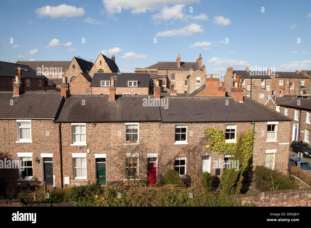 Eine Reihe von Reihenhäusern, Dewsbury Terrasse, die Stadt York, Yorkshire, Großbritannien Stockfoto