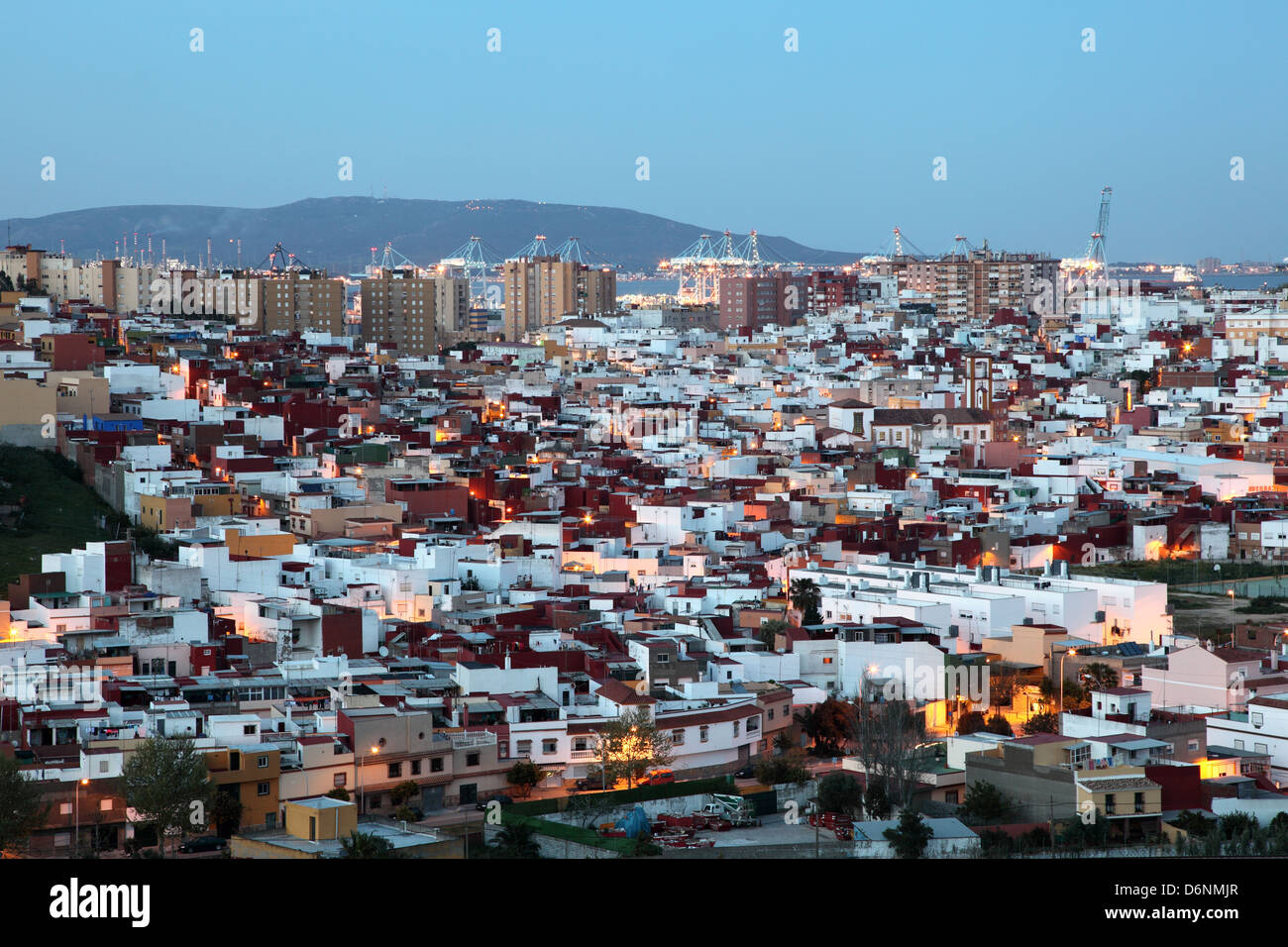 Algeciras in der Abenddämmerung. Provinz Cadiz, Andalusien Spanien Stockfoto