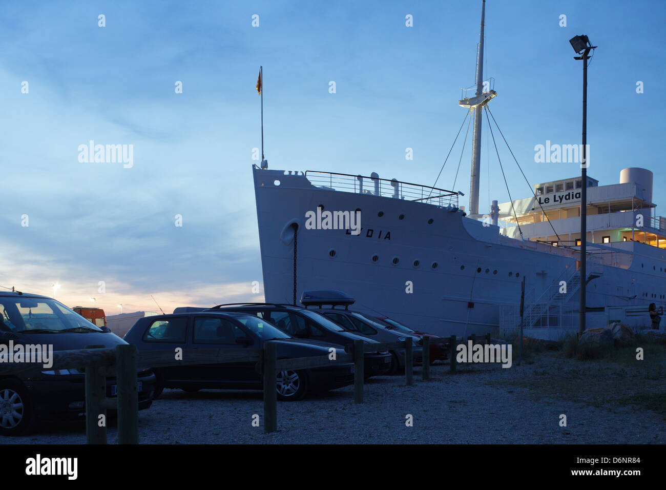 Le Barcares, Frankreich, das Schiff Lydia als touristische Attraktion im Seebad von Le Barcares Stockfoto