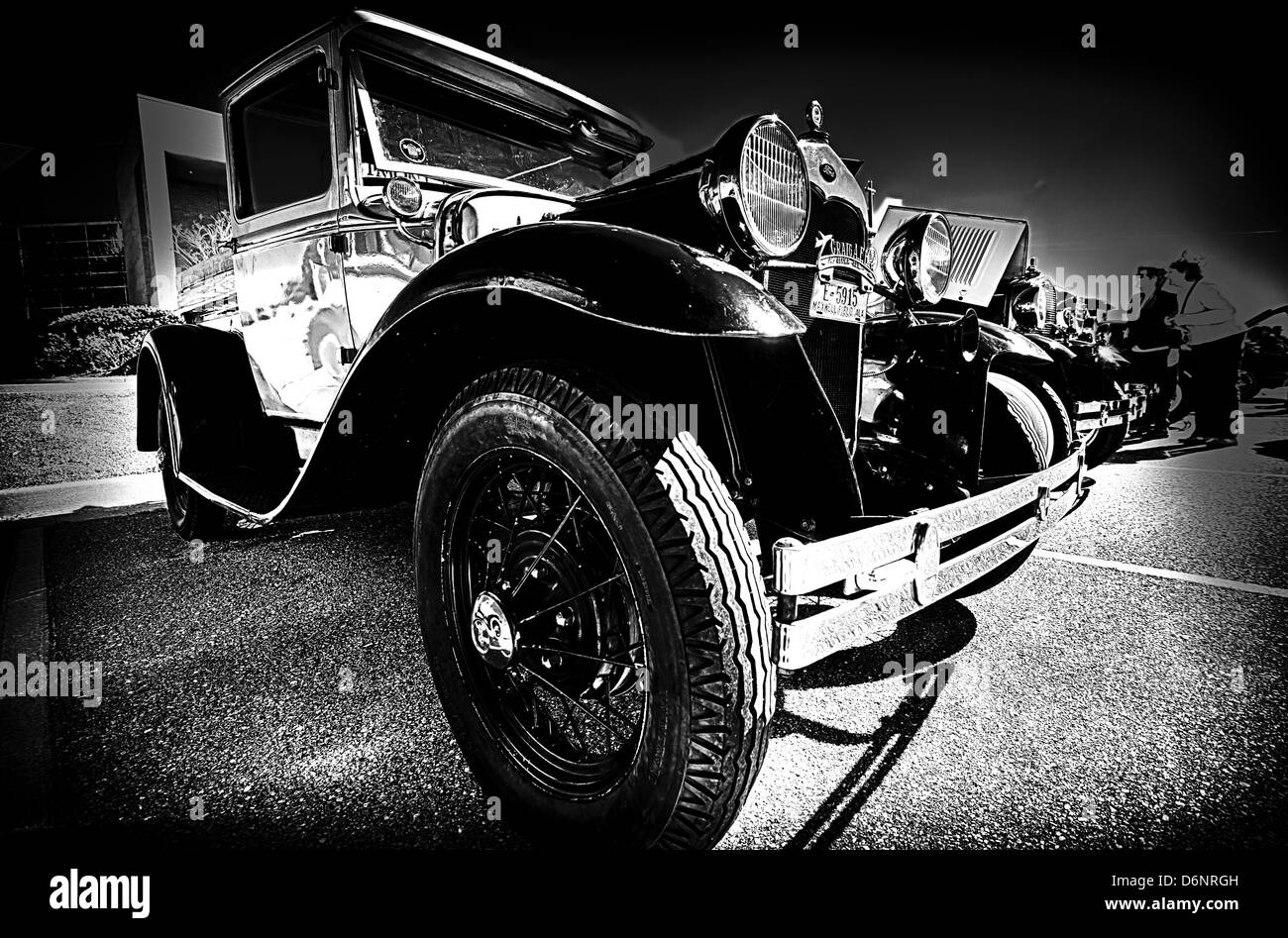 Schwarz / weiß Bild der Ford Oldtimer Auto zeigen. Stockfoto