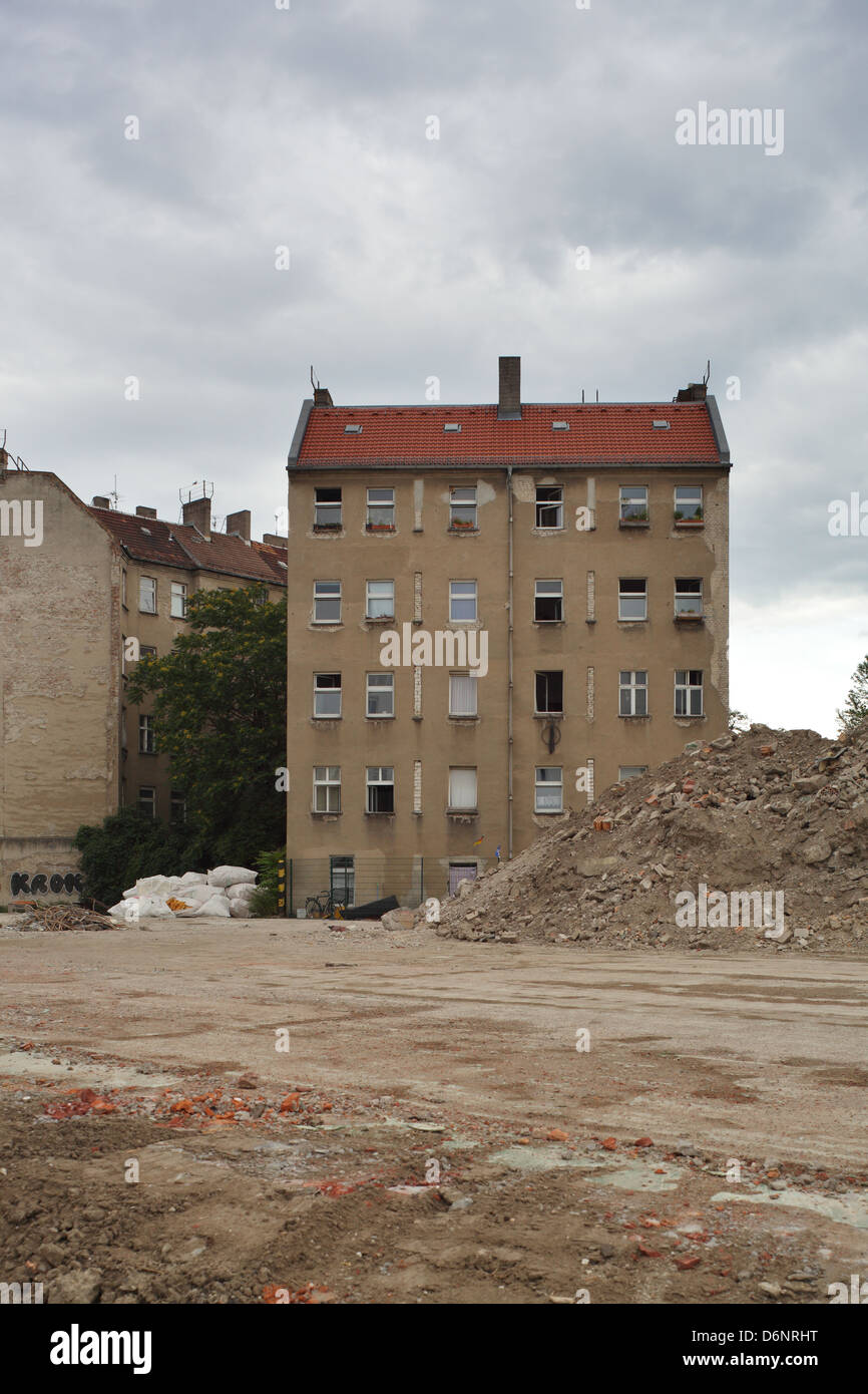 Berlin, Deutschland, und Bauschutt auf dem Gelände der abgerissenen Fabrik Freudenberg Stockfoto