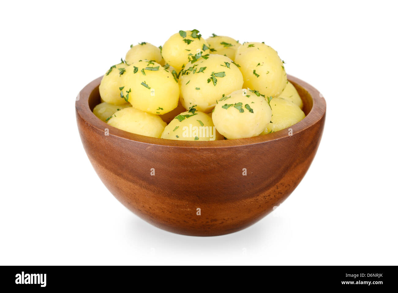 Kartoffeln, garniert mit Petersilie, Mini Kartoffeln gelbe konkretisiert Stockfoto