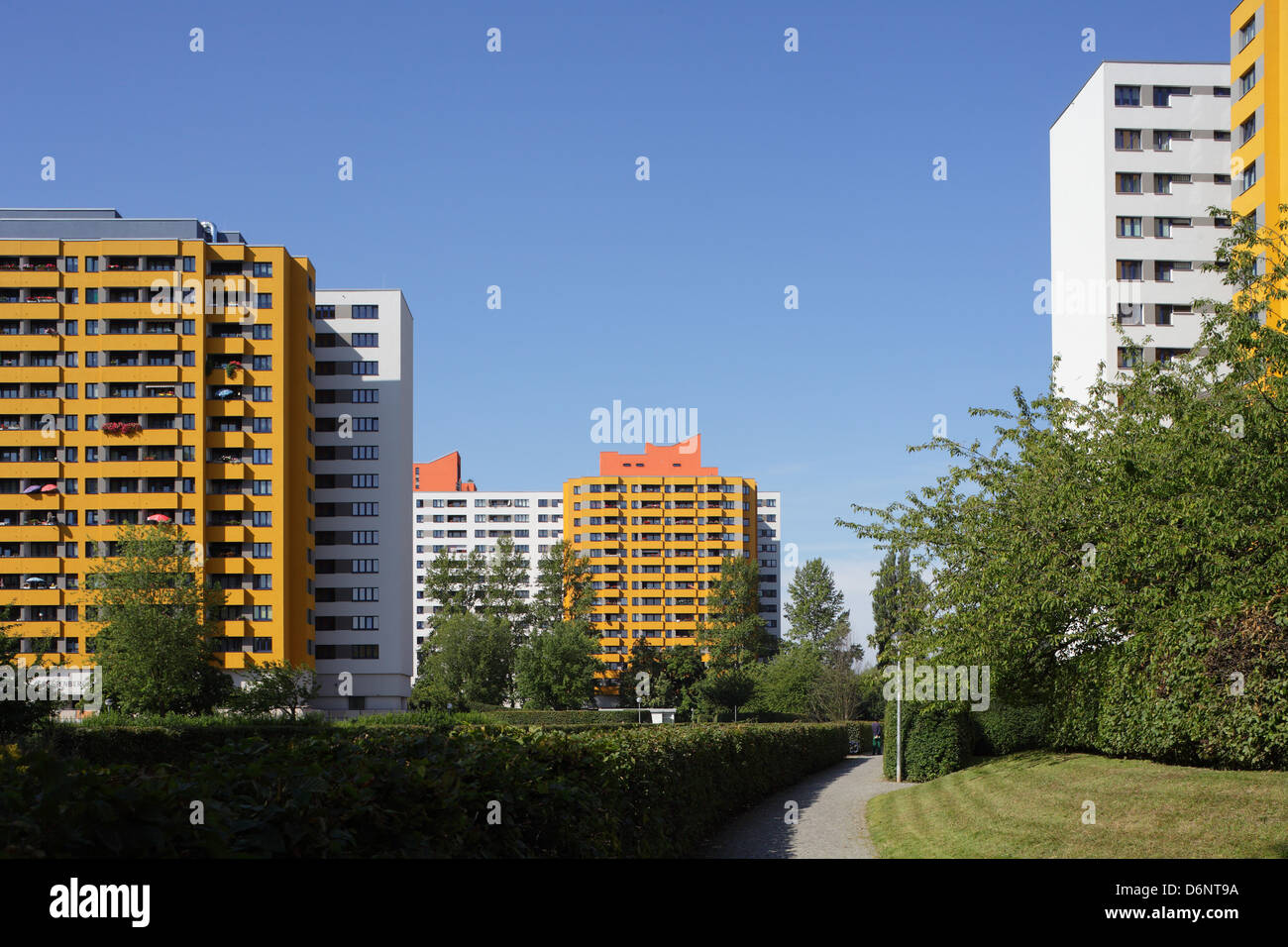 Berlin, Deutschland, Wohnhochhaeuser im Siedlungsgebiet Maerkisches Stockfoto