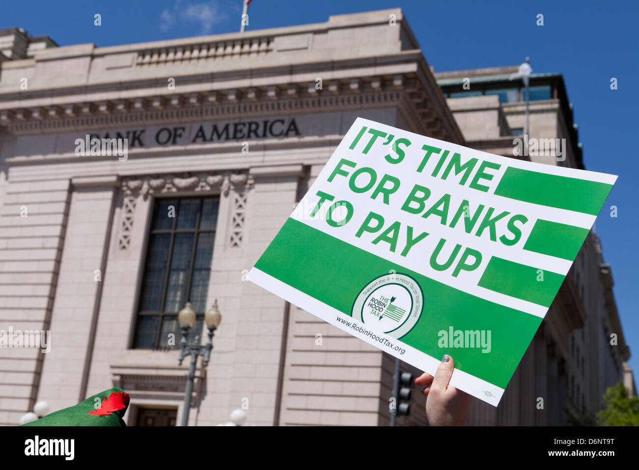 Robin-Hood-Steuer Anhänger Kundgebung in Washington DC Stockfoto
