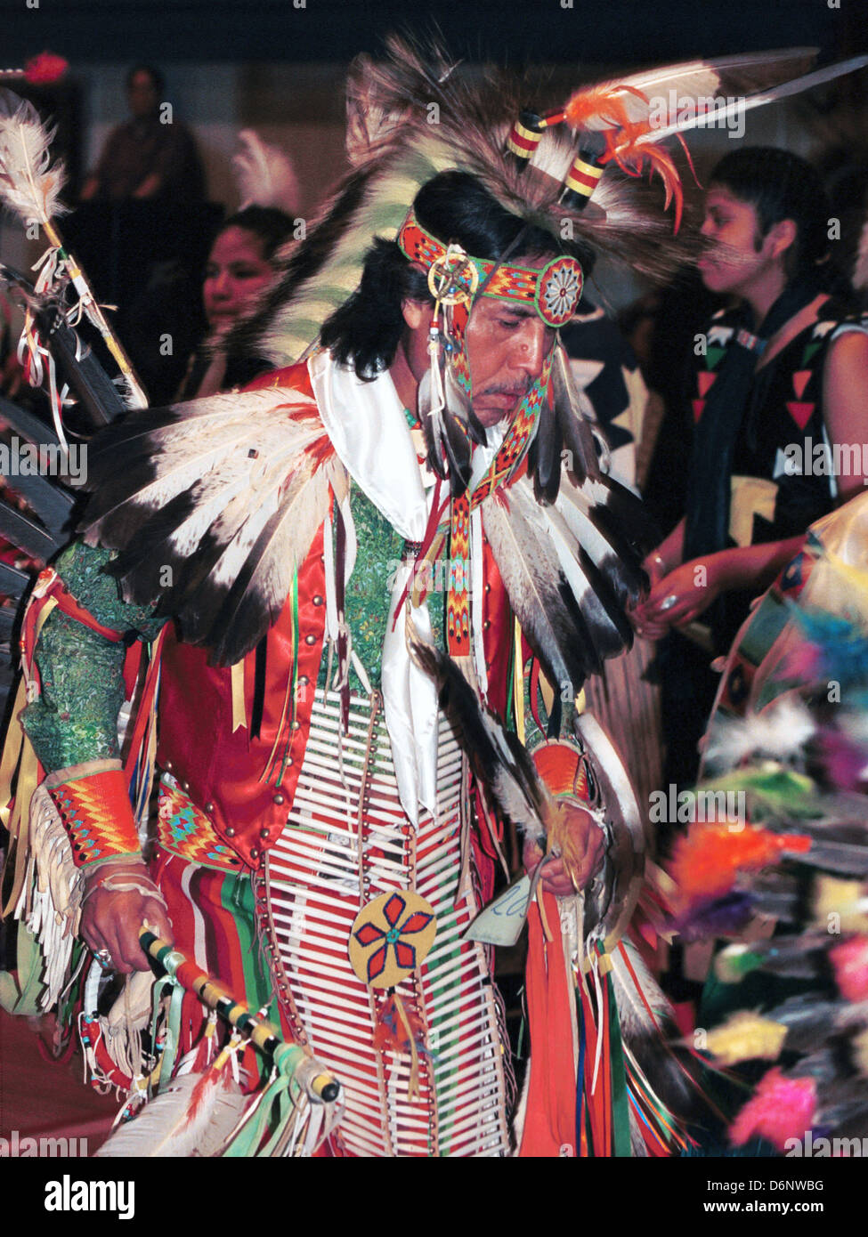 Native American Indian Tanz bei Powwow große Sioux Reservierung Pine Ridge, South Dakota, Indian Chief, Powwow, Pow-Wow, Stockfoto