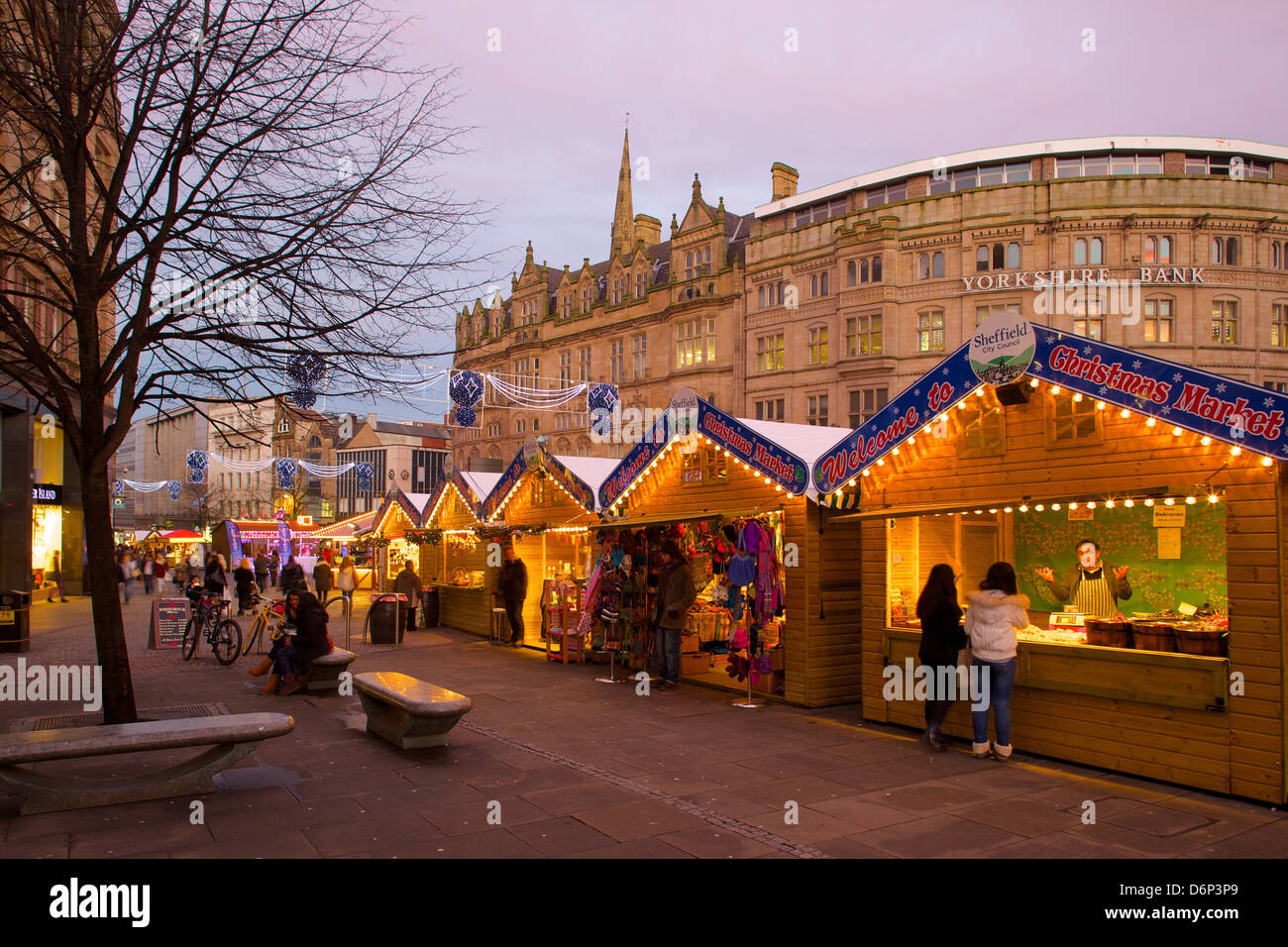Weihnachtsmarkt, Sheffield, South Yorkshire, Yorkshire, England, Vereinigtes Königreich, Europa Stockfoto