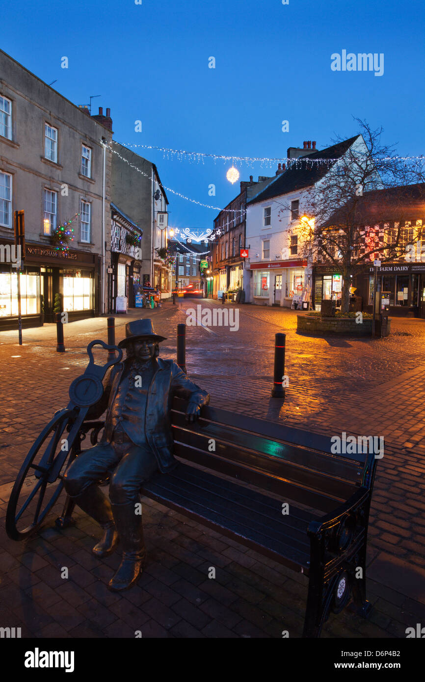 Blind Jack Statue an Weihnachten, Knaresborough, North Yorkshire, Yorkshire, England, Vereinigtes Königreich, Europa Stockfoto