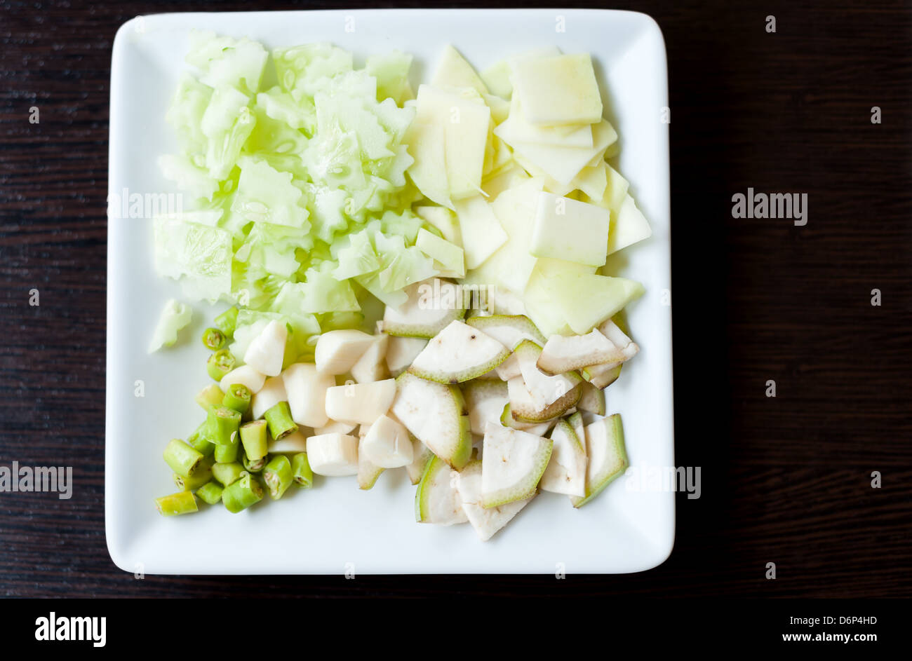 Gemüse in Scheiben geschnitten für Beilagen Vietnam-Food-Stil Stockfoto