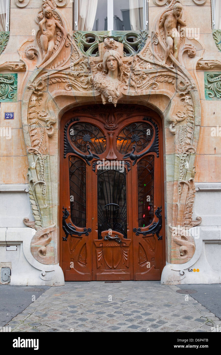 Ein Jugendstil-Tür in Paris, Frankreich, Mitteleuropa Stockfoto