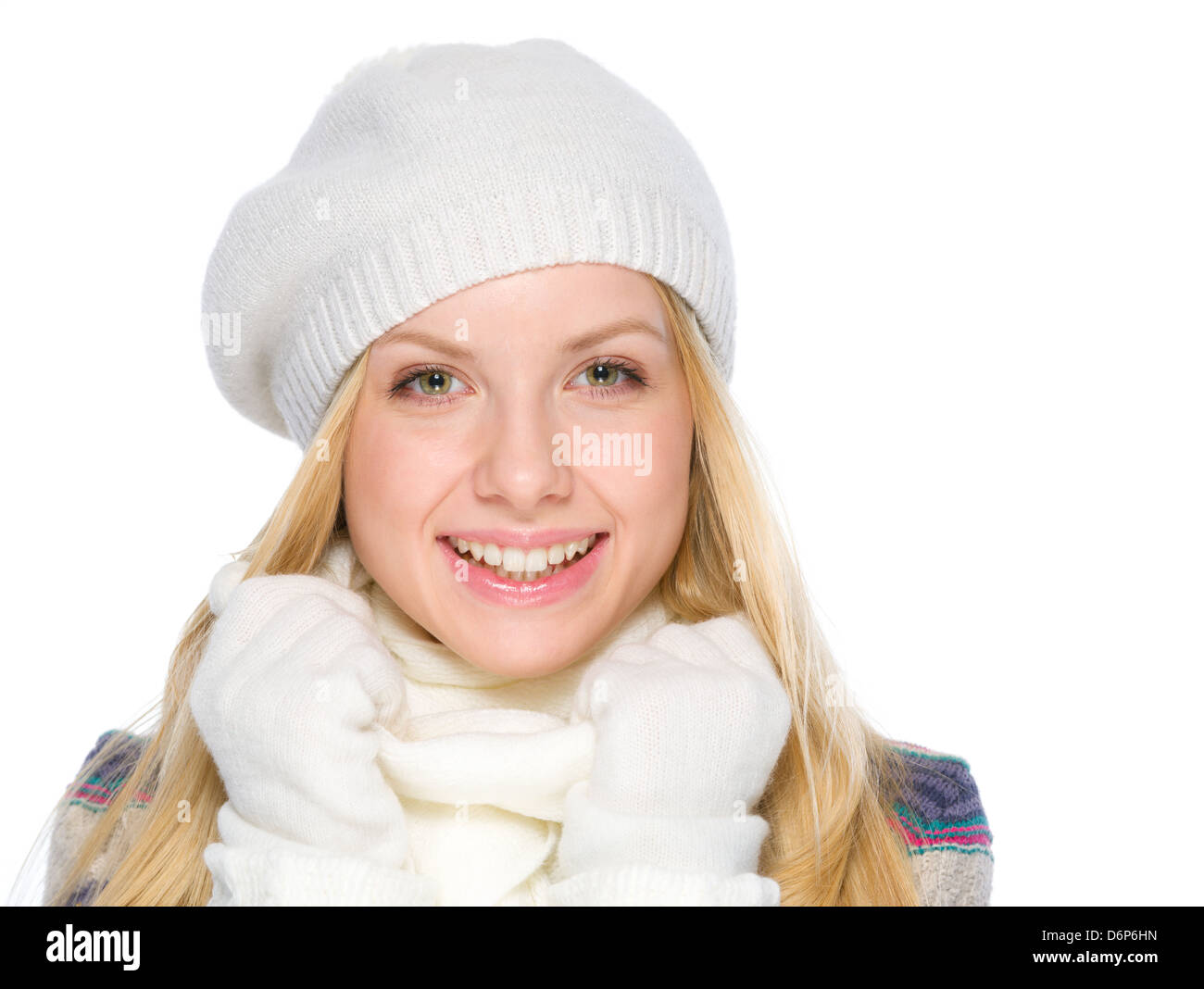 Porträt von glücklichen Mädchen in Winterkleidung Stockfoto