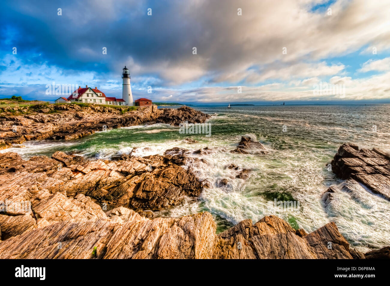 Portland Head Lighthouse während der frühen Morgen Sonnenaufgang, Cape Elizabeth, Maine, USA. Stockfoto