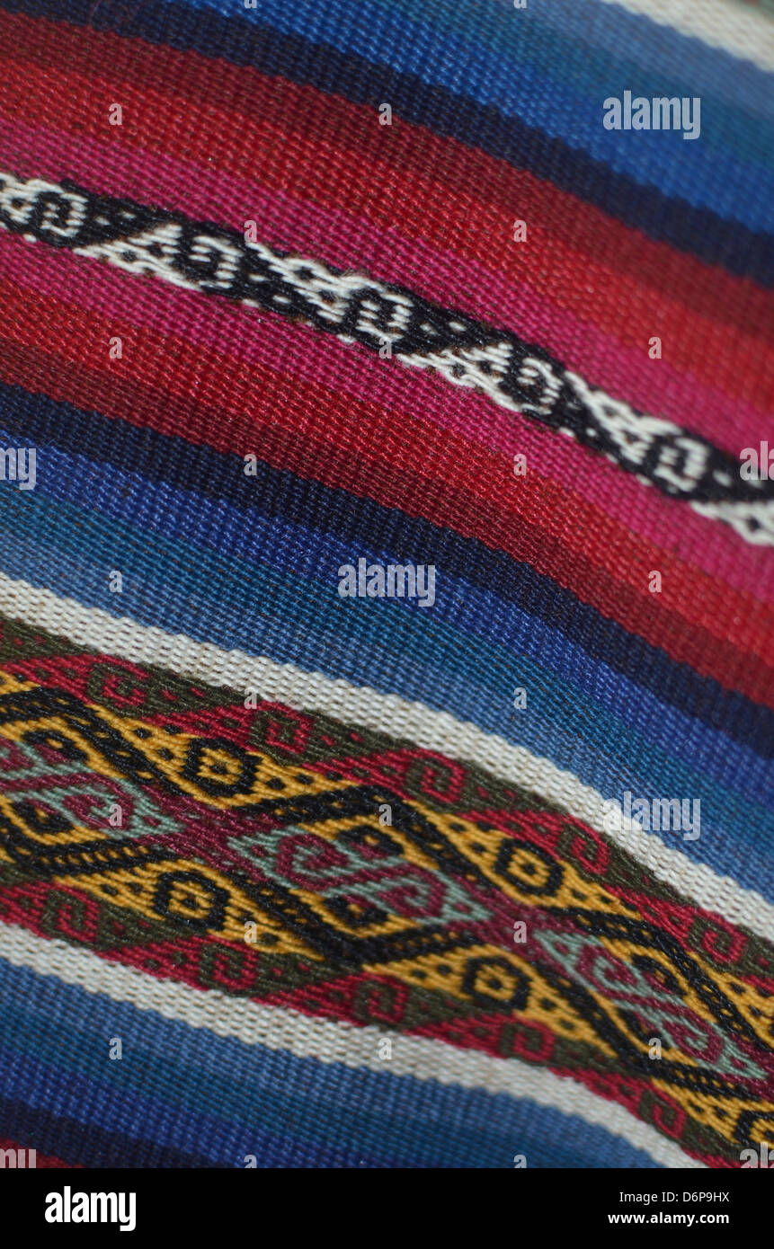 Beispiel für Tradititinal weben Entwürfe, Cusco, Peru Stockfoto