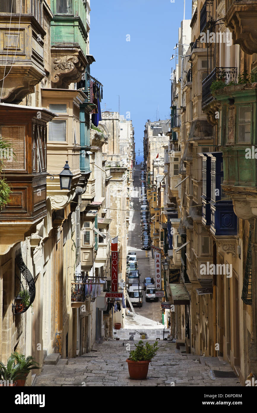 Malta, Valletta, UNESCO, Straße friedlich, harmonisch, Malta, Valletta, UNESCO-Weltkulturerbestätten, Straße Friedlich, Harmonisch, Stockfoto