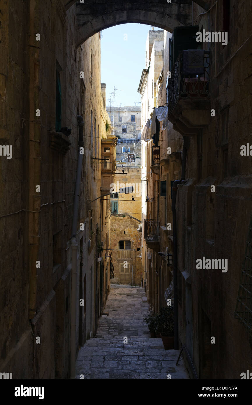 Malta, Valletta, ein UNESCO-Weltkulturerbe, engen Straßen, Torbögen, friedlich, harmonisch, Enge, UNESCO-Weltkulturerbestätten, Valletta, Malta Stockfoto