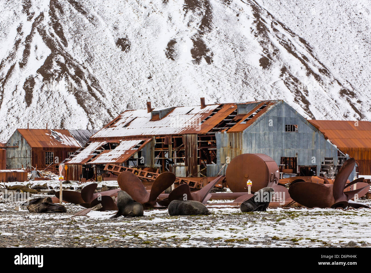 Die verlassenen norwegischen Whaling Station Stromness Bay, Südgeorgien, Süd-Atlantik, Polarregionen Stockfoto