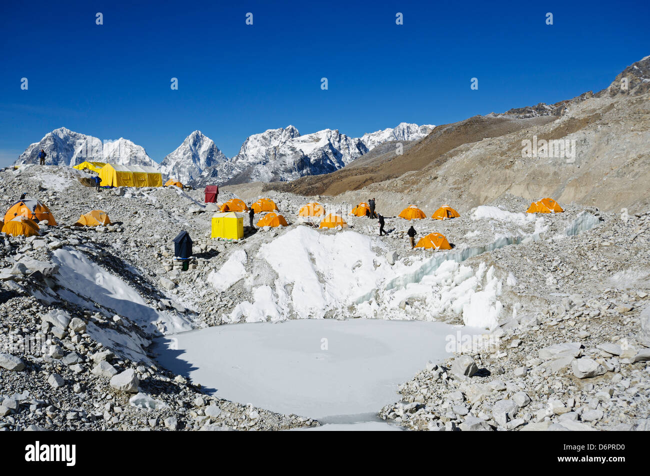 Asien, Nepal, Himalaya, Sagarmatha Nationalpark, Solu Khumbu-Everest-Region, der UNESCO, Zelte im Everest Base Camp Stockfoto