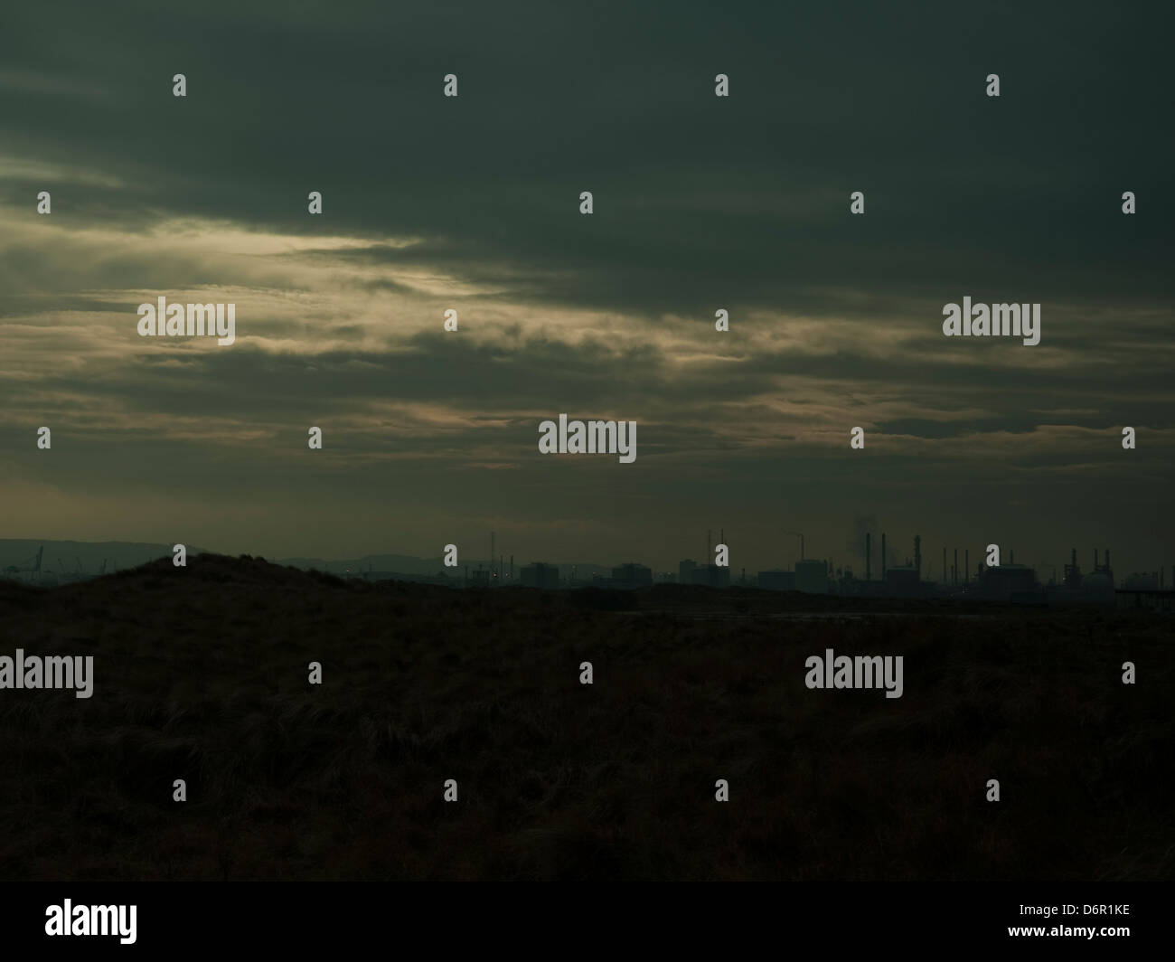 späten Abend Himmel Redcar Stahlwerk in der Nacht Stockfoto