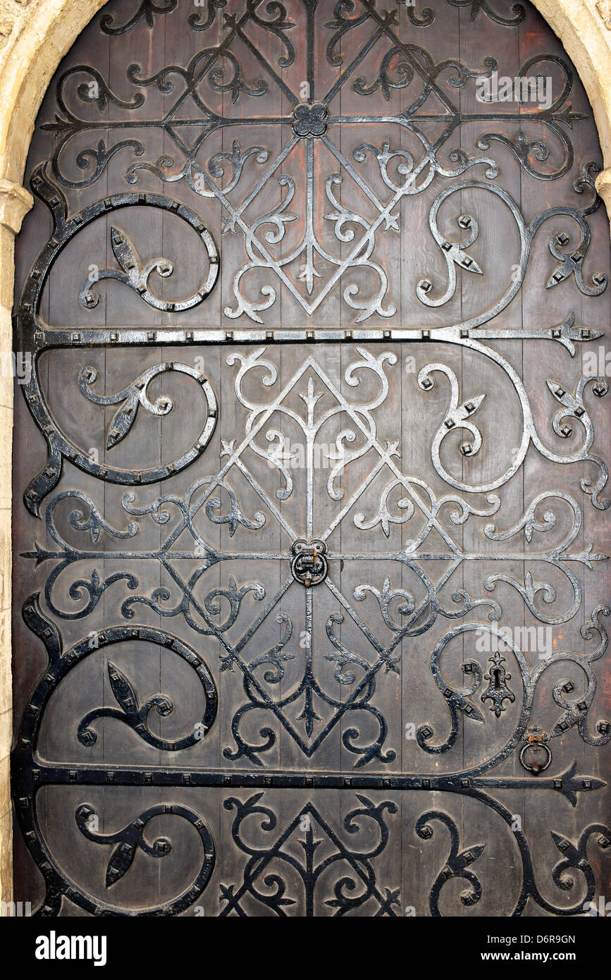 Die Tür der Ritter Templer 1185 Gothic Runde Kirche Temple Church in London Stockfoto