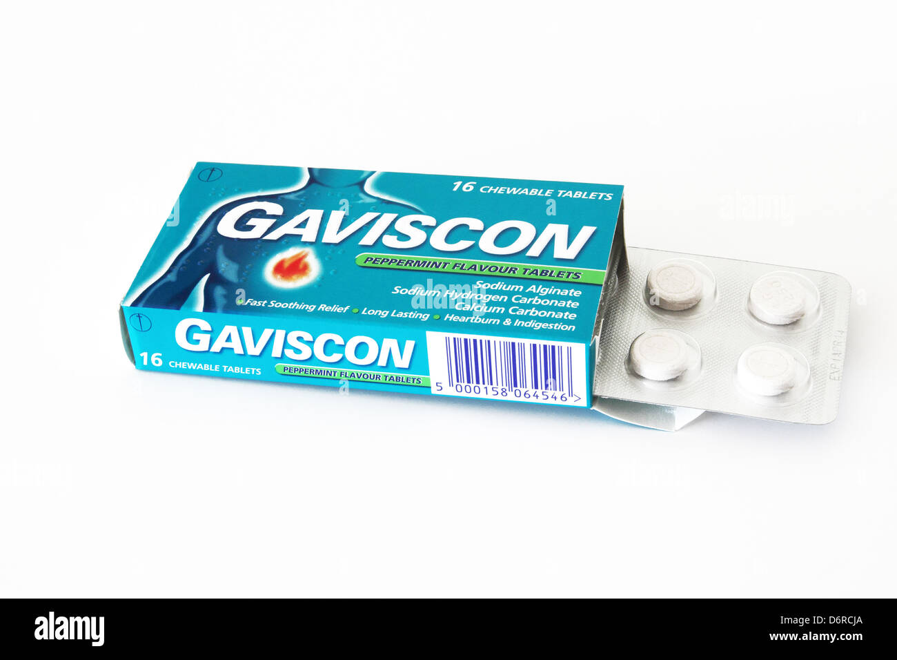 Paket von Gaviscon Pfefferminz-Aroma-Tabletten auf weißem Hintergrund  Stockfotografie - Alamy