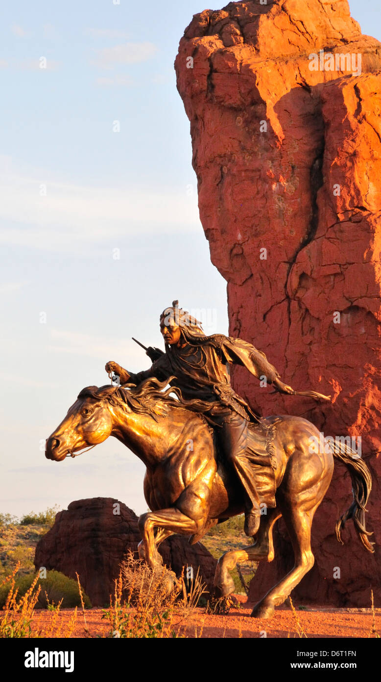 Bronzeskulptur von Ed Hlavka, Teil einer Gruppe namens "The Mustangs" Stockfoto