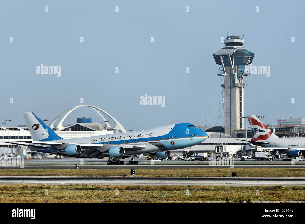 USA Kalifornien Los Angeles Westchester LAX Air Force One Boeing VC-25 geändert Version Boeing 747-200 b Präsident Barak Obama Stockfoto