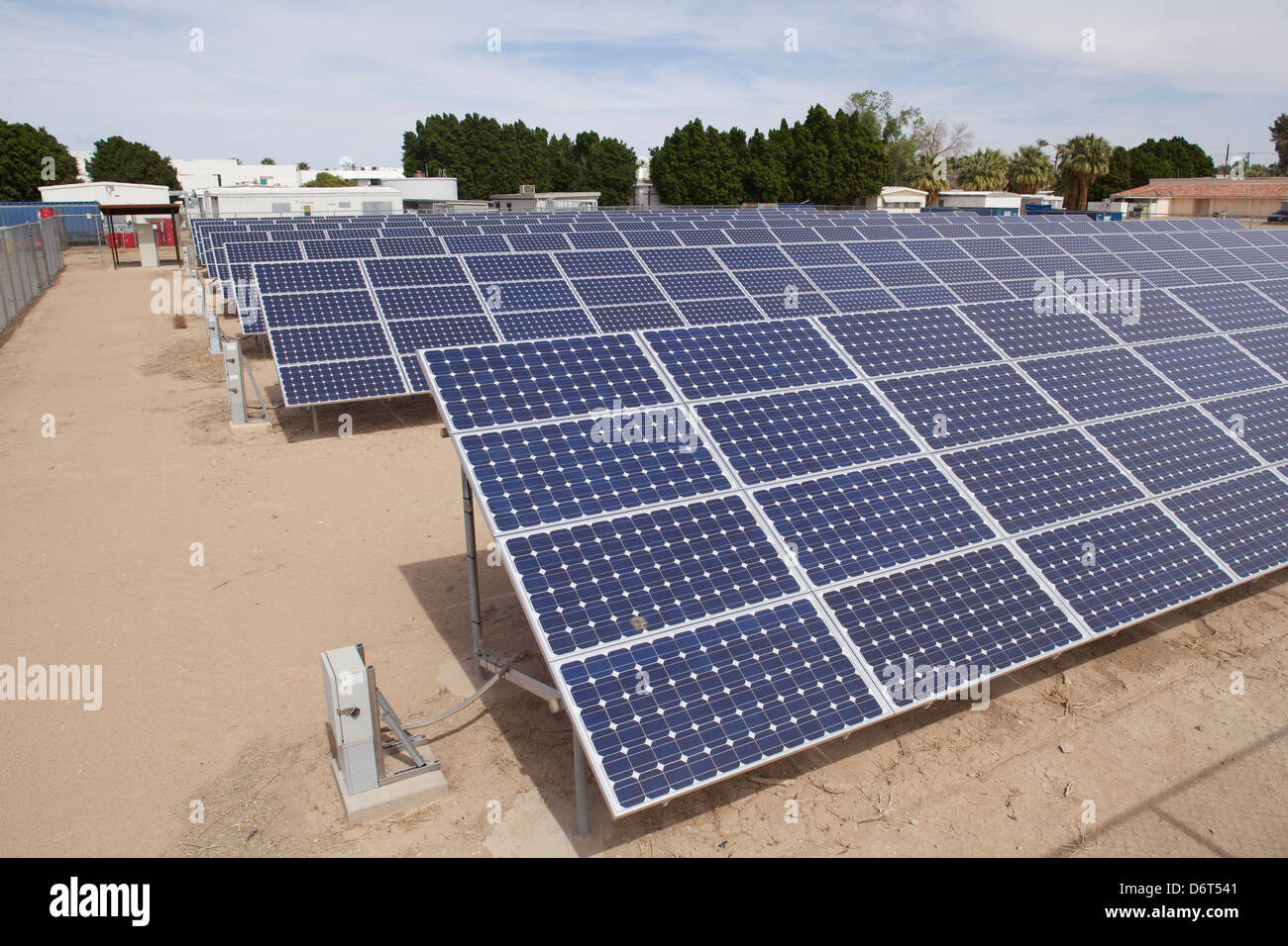 Solar-Panel an Pioneer Krankenhaus Solar Garten, Brawley, Imperial County, Kalifornien, USA Stockfoto