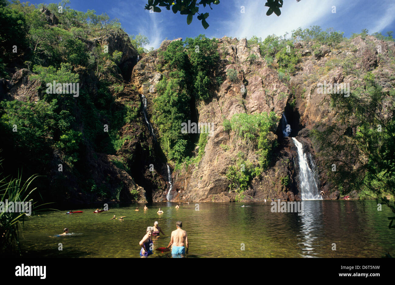 Australien, N.T. Lichfield Park N.P. Wasserfall. Stockfoto