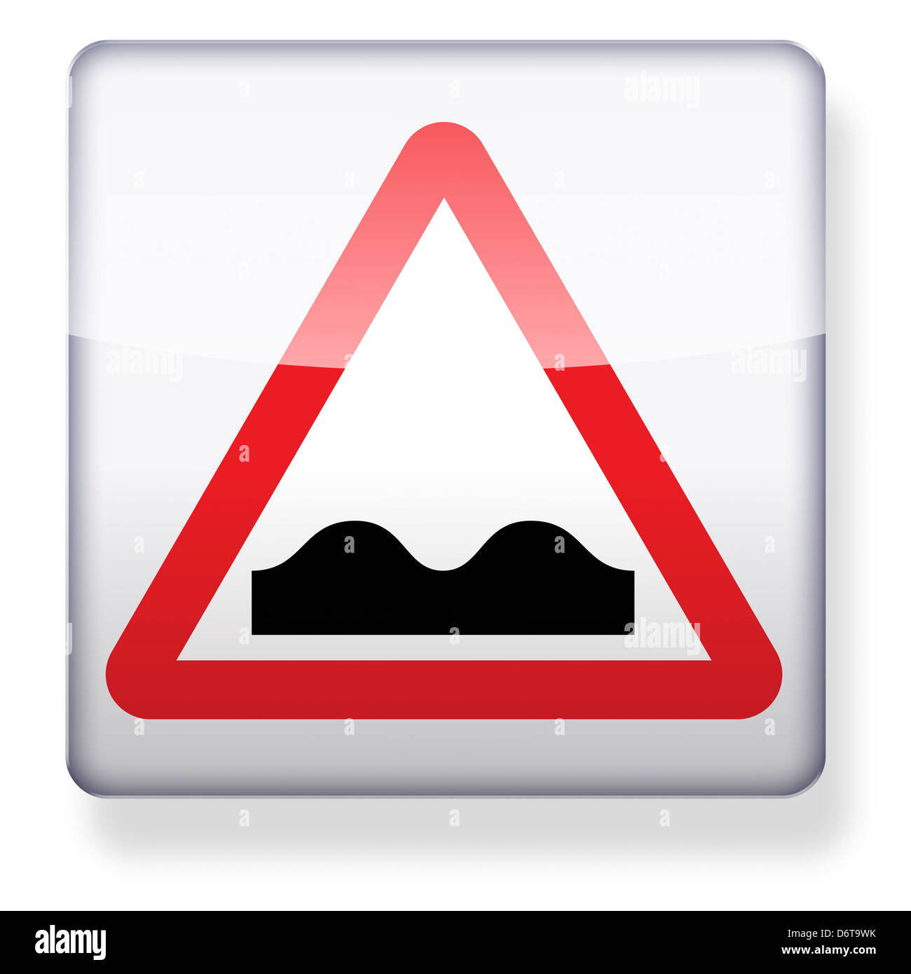 Unebene Straße Zeichen als ein app-Symbol. Clipping-Pfad enthalten. Stockfoto