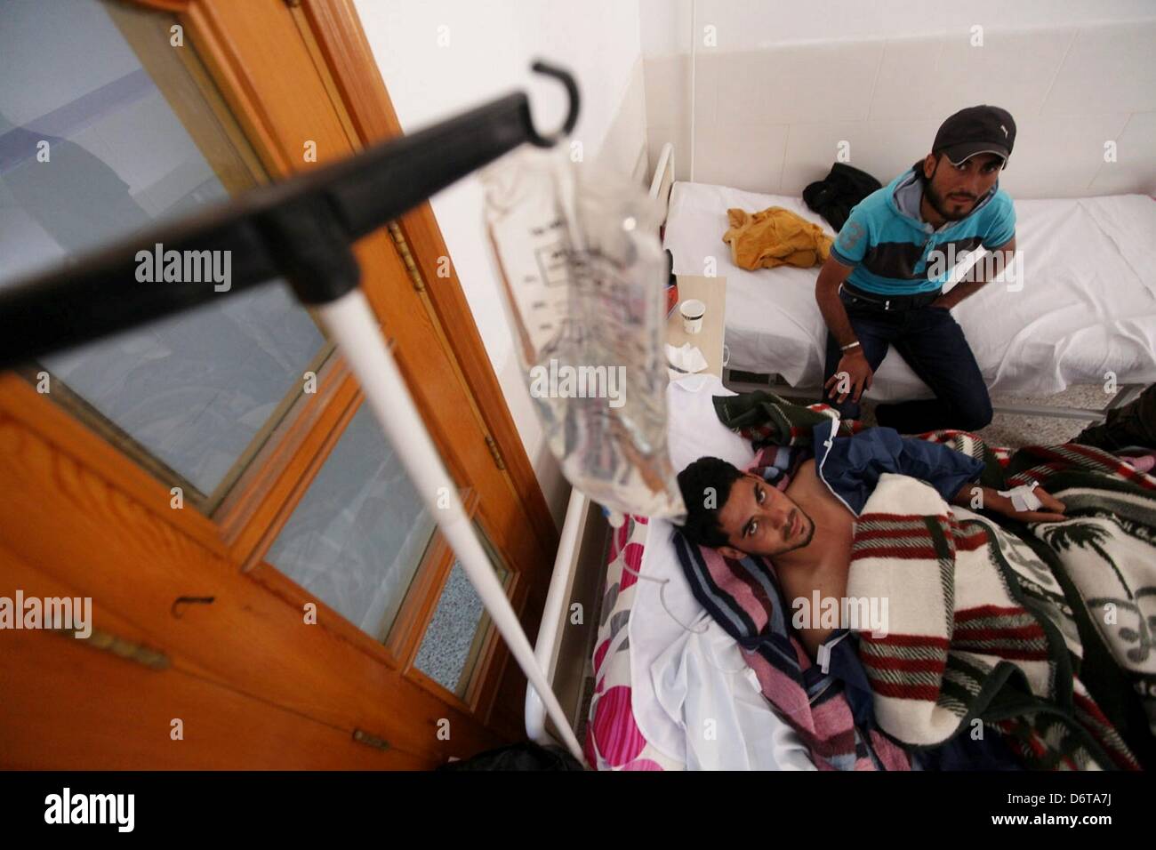 Darkoush, Syrien. 21. April 2013. Aham Al-Naie auf das Geschenk des gebenden Krankenhauses am 21. April 2013, in Darkoush, Syrien. In der letzten Woche gab es 5 Beschuss Vorfälle auf der nördlichen Seite von Syrien. (Foto von Gallo Images / Zeit / Esa Alexander) Stockfoto