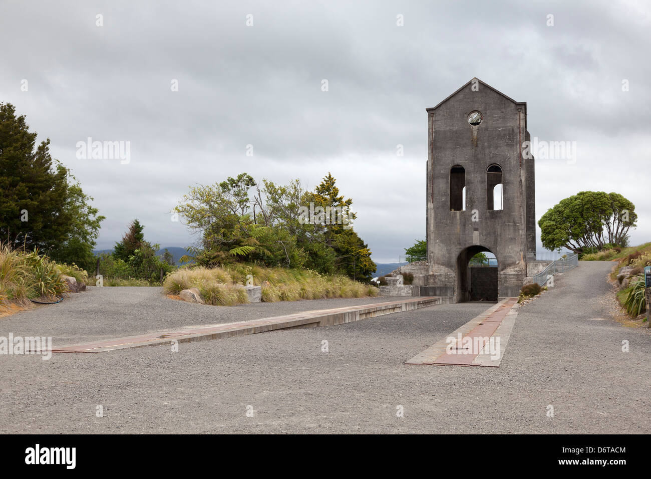 Das kornische Pumpenhaus an der Martha Goldmine in Waihi, Northern Island, Neuseeland Stockfoto