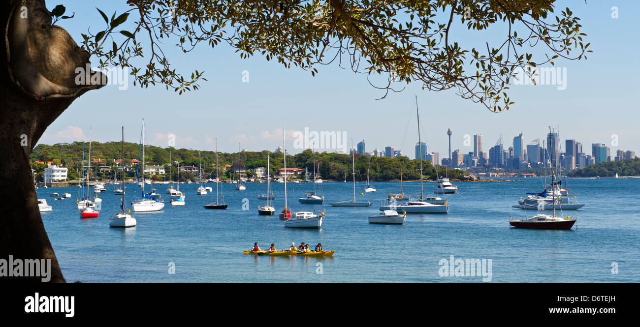 Watsons Bay mit Blick auf die Stadt Sydney Harbour, Australien Stockfoto