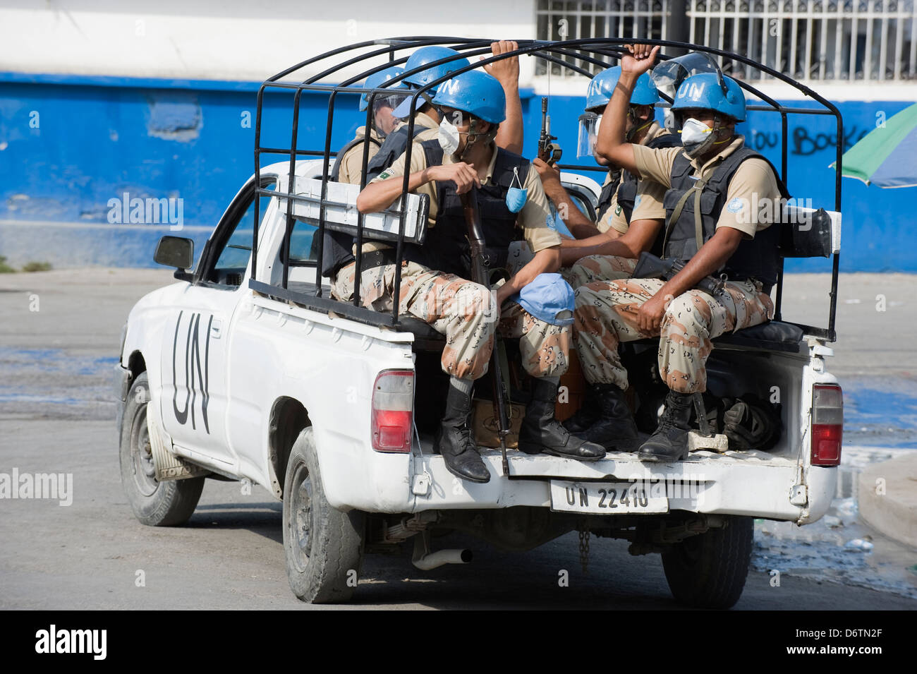 UN-Truppen aus Pakistan in Port-au-Prince nach dem Erdbeben 2010, Port au Prince, Haiti, Caribbean Stockfoto