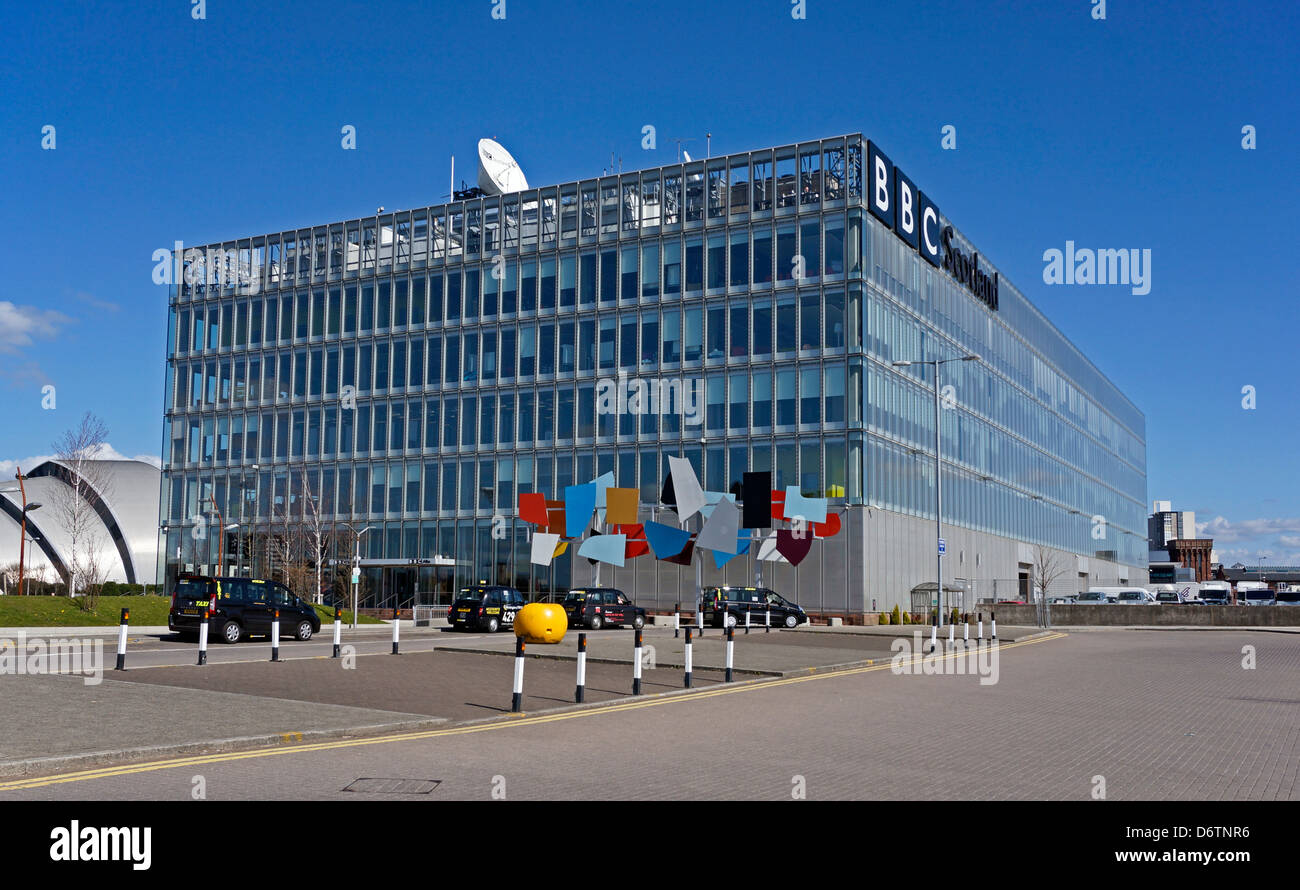 Die BBC Scotland zentrale Gebäude am Pacific Quay auf dem Fluss Clyde in Govan Glasgow Schottland Stockfoto