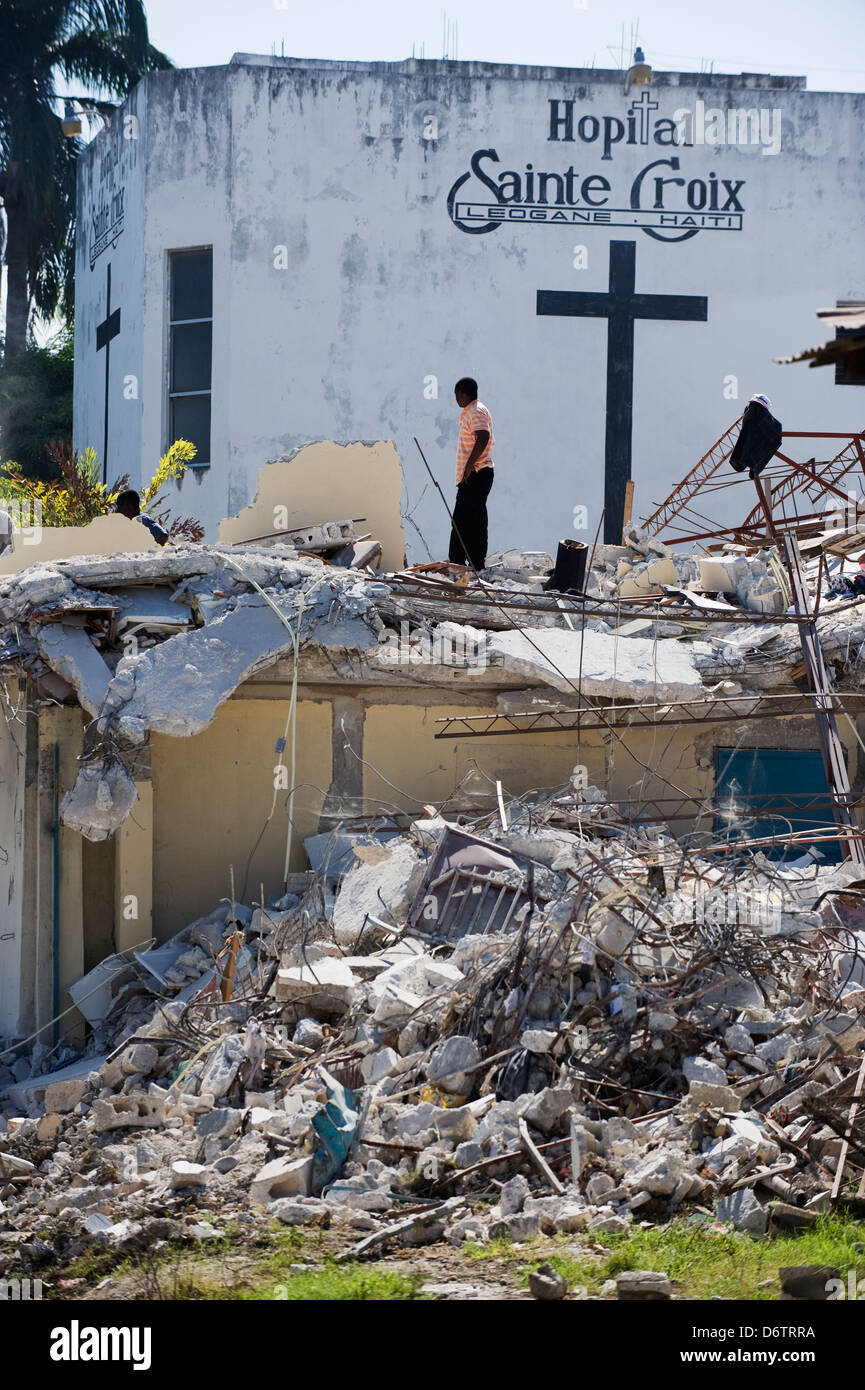 Schäden Sie am Epizentrum des Erdbebens Januar 2010, Leogane, Haiti, Caribbean Stockfoto