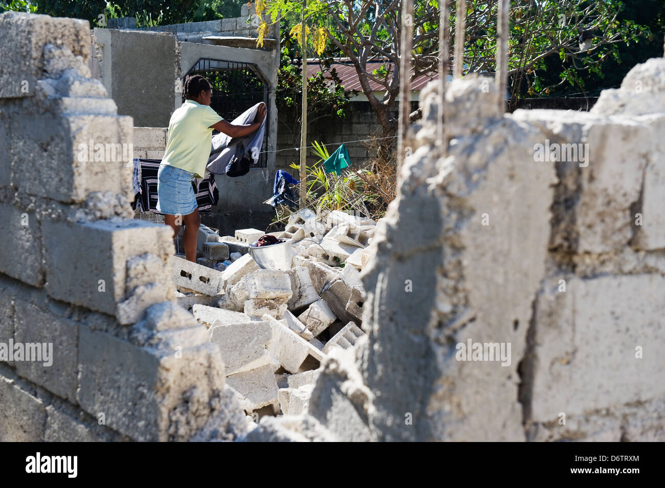 Schäden Sie am Epizentrum des Erdbebens Januar 2010, Leogane, Haiti, Caribbean Stockfoto