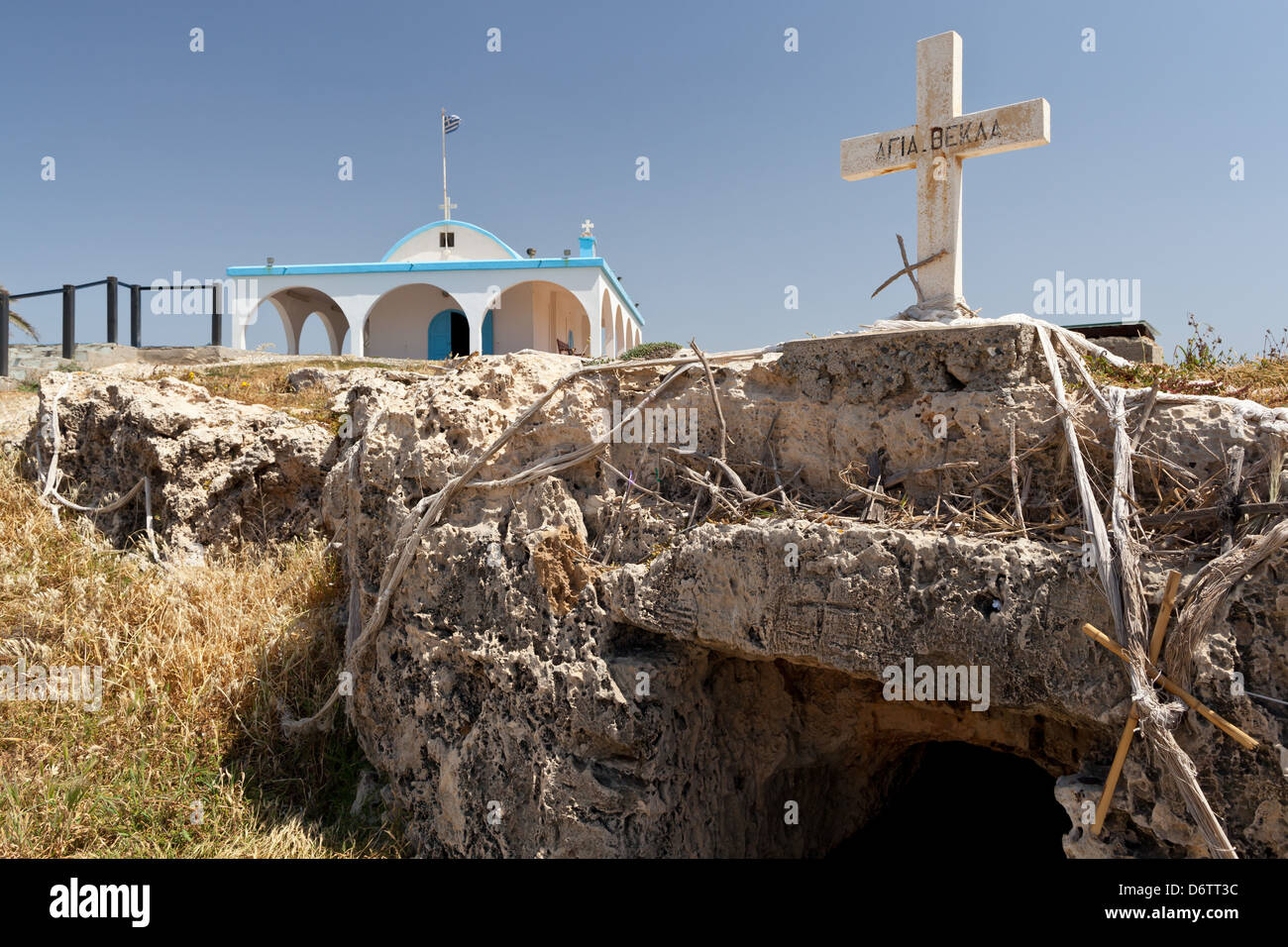 Zypern - Eingang zur Höhlenkirche bei Aglia Thekla Stockfoto