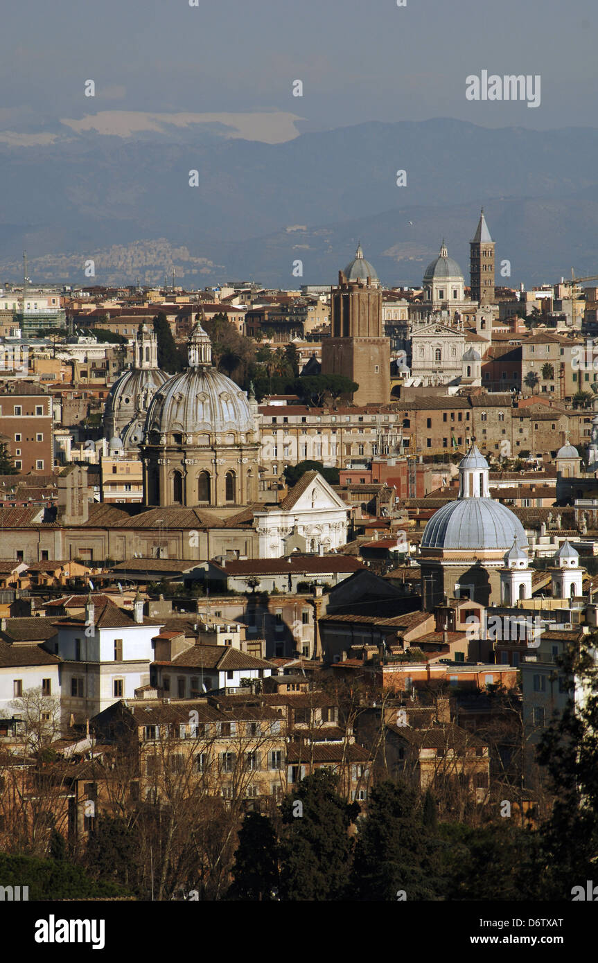 Italien. Rom. Panorama der Stadt von Giuseppe Garibaldi-Platz. Stockfoto
