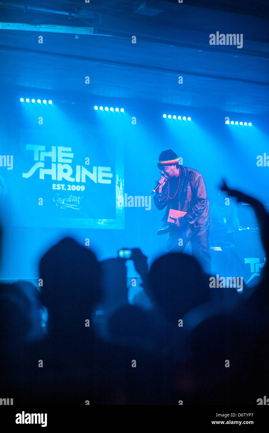 Chicago, USA. 22. April 2013. Hip-Hop-Künstler KRS-One erklingt in The Shrine in Chicago, USA. Bildnachweis: Max Herman/Alamy Live-Nachrichten Stockfoto