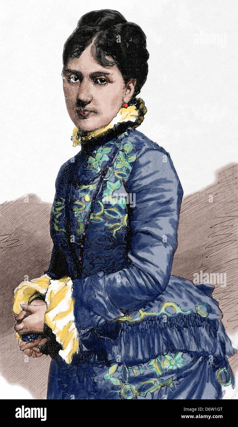 Baroness Kaula. Kupferstich von Capuz. Die spanischen und amerikanischen Illustration, 1880. Farbige. Stockfoto