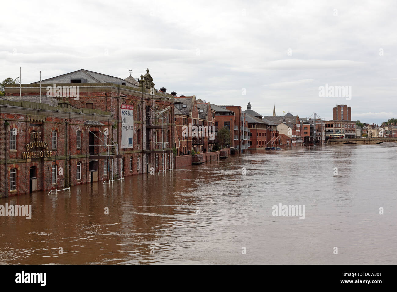 Die Straßen von York, Stadtzentrum in Flut, September 2012 Stockfoto