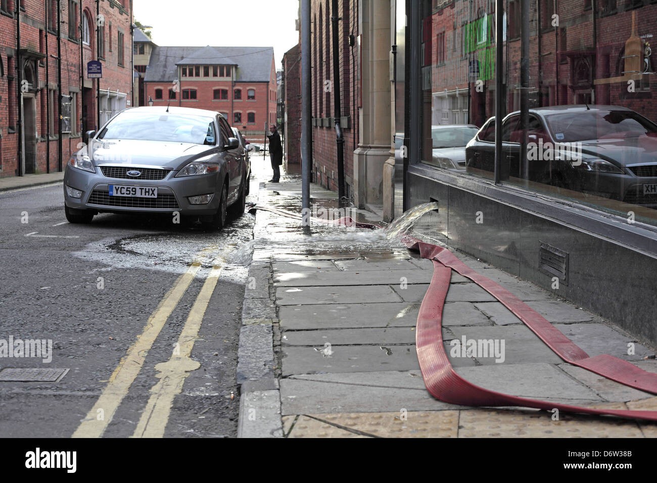 Die Straßen von York, Stadtzentrum in Flut, September 2012 Stockfoto