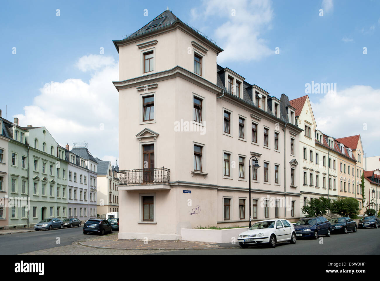 Dresden, Sachsen, Volksbegeisterung-Wohngebäude in Dresden-Pieschen Stockfoto