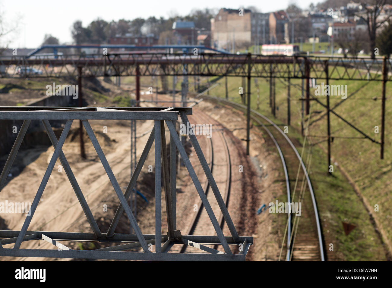 Reparierte Eisenbahnen. Stockfoto