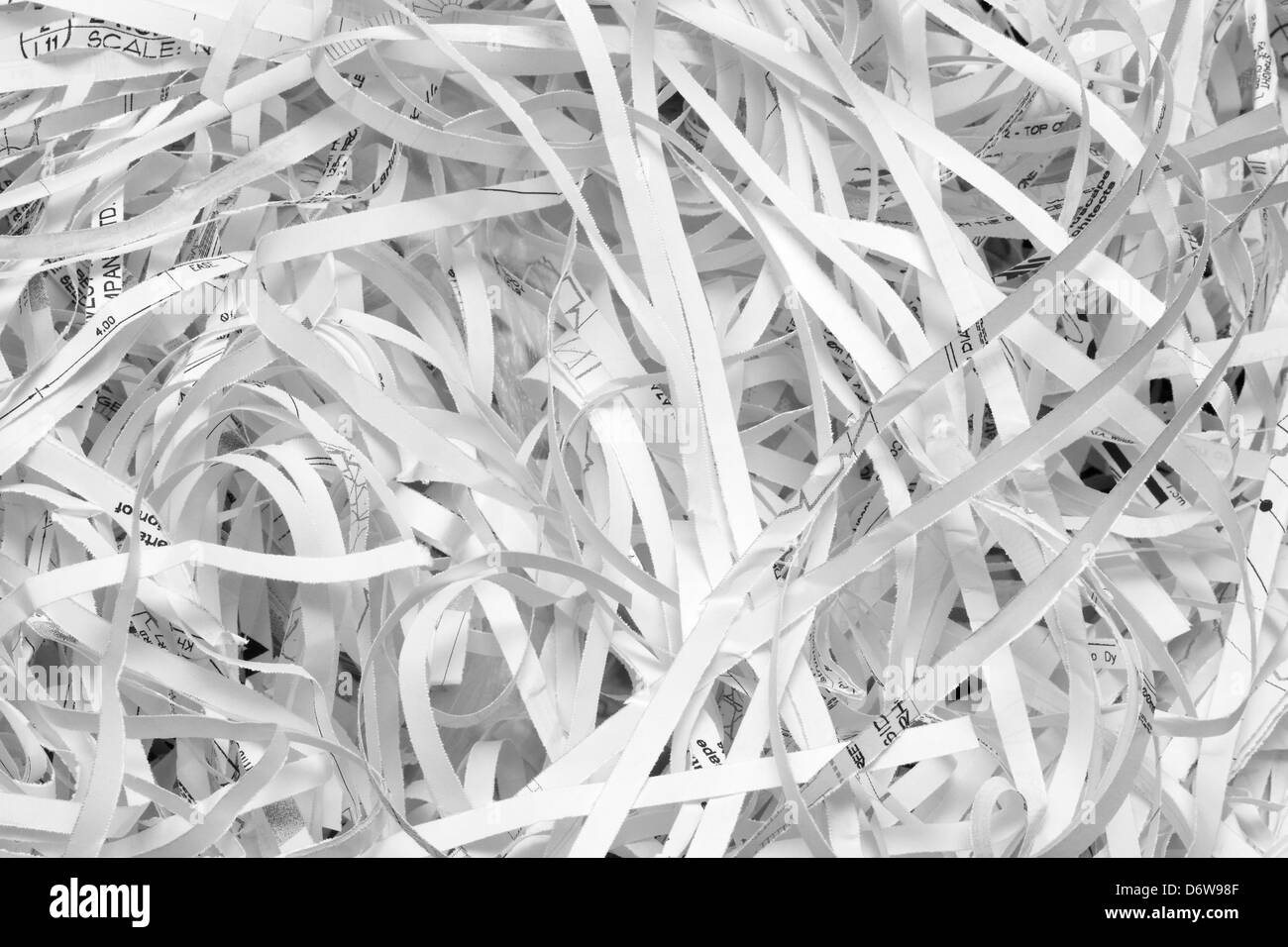 Nahaufnahme der Papierschnitzel Dokumente. Stockfoto