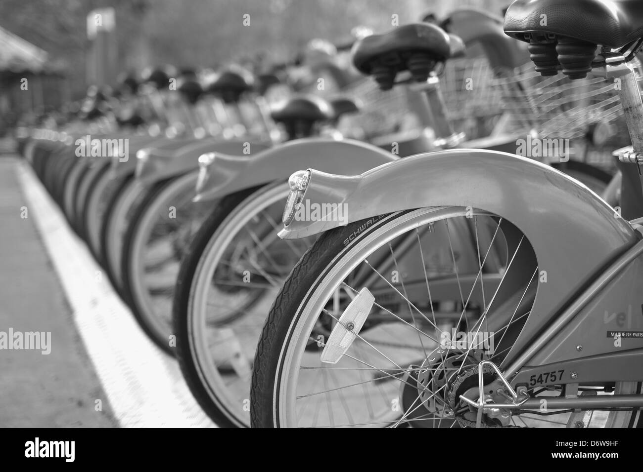 Velib Paris, Paris-Fahrräder, Fahrrad Paris Stockfoto