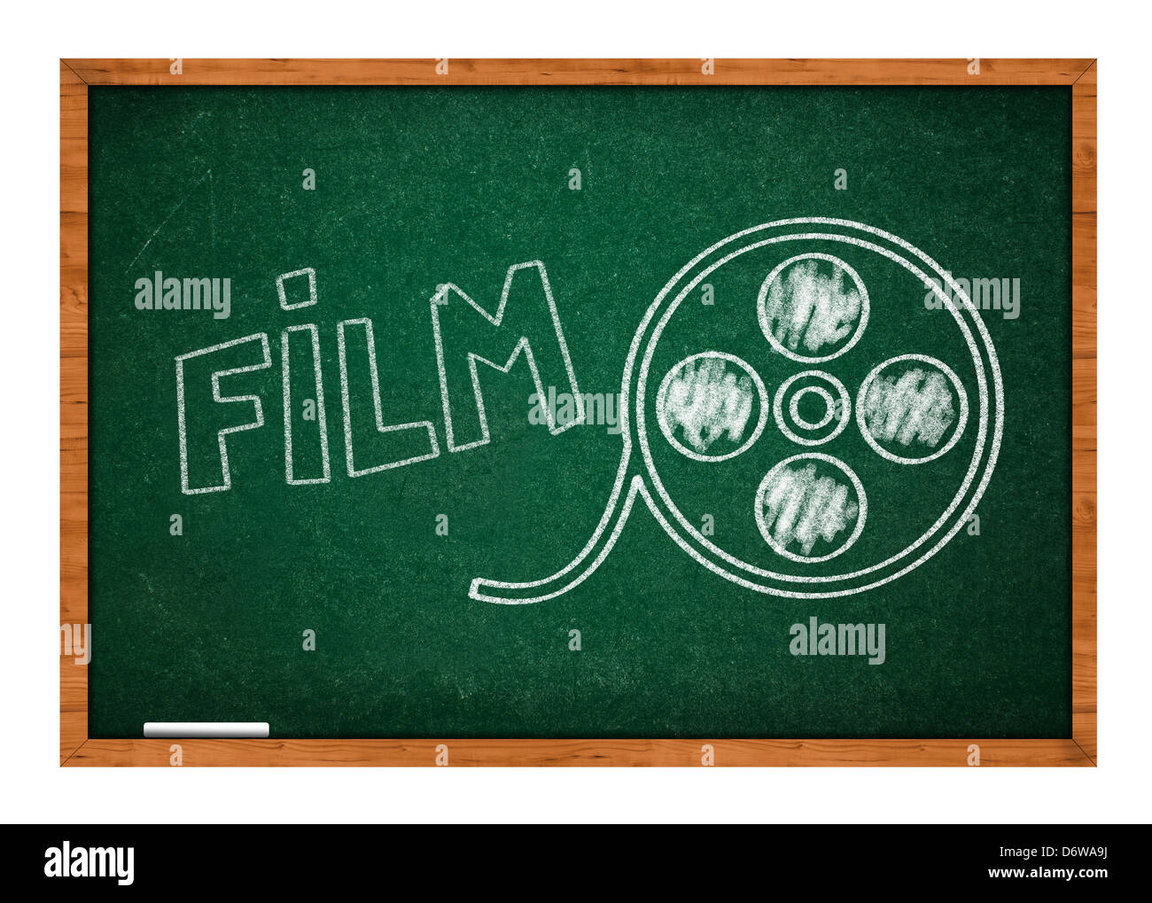 handgezeichnete Filmrolle auf einer Kreidetafel Grüne Schule Stockfoto